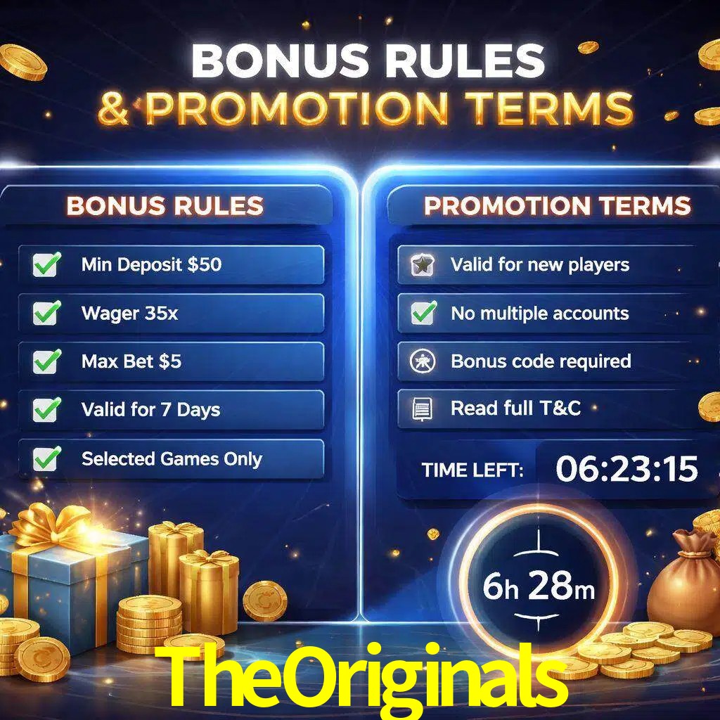 Reglas de promoción TheOriginals y condiciones de bonos explicadas visualmente
